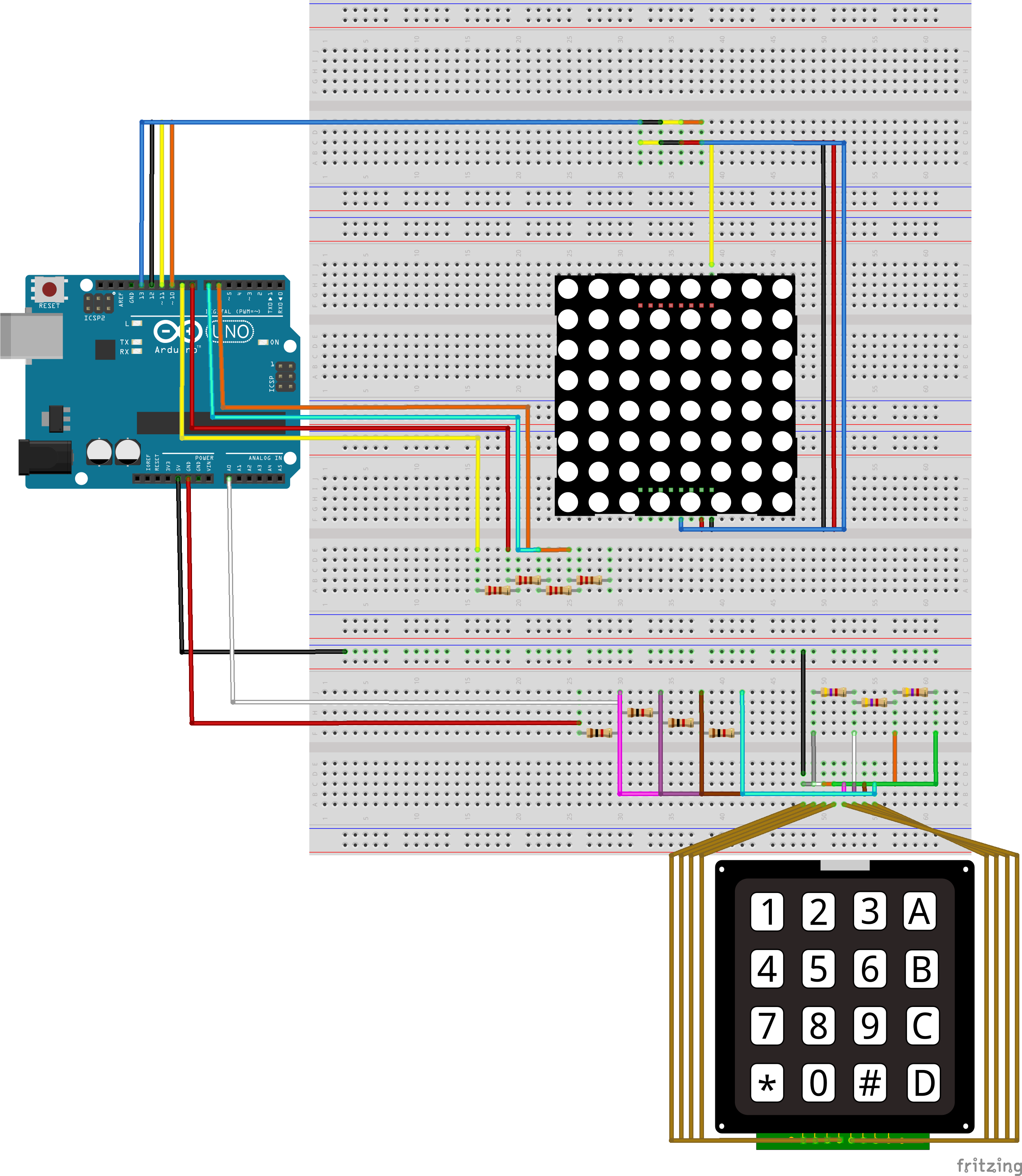 Abb. 15 - LED Matrix / Schritt 5 - Quelle: Hochschule Schmalkalden / Fakultät Informatik - Erstellt mit: fritzing